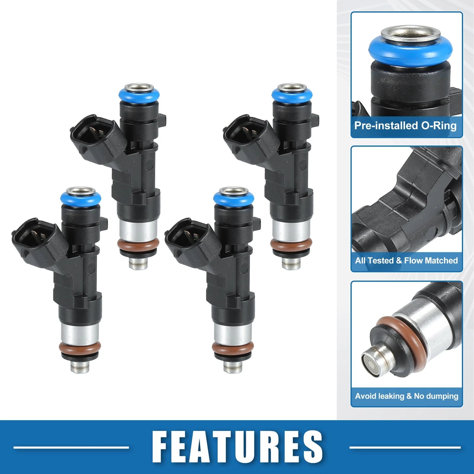 Set of 4 Fuel Injectors No. 16600-JA00B/16600-JA000 for Nissan X-Trail (2007–2013)