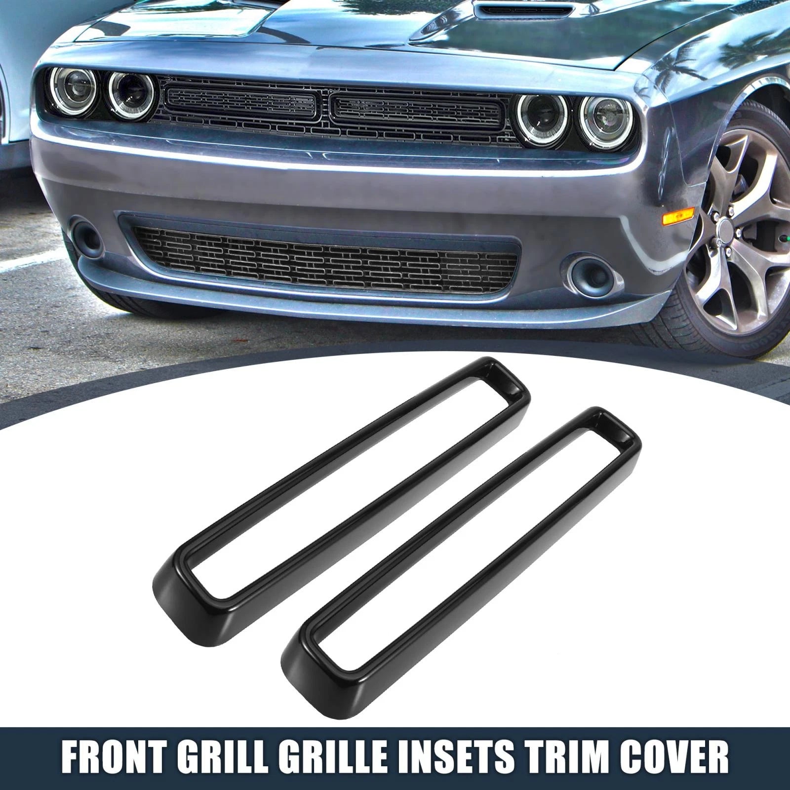 Set of 4 Black Front Grille Inserts for Dodge Challenger (2015–2020)