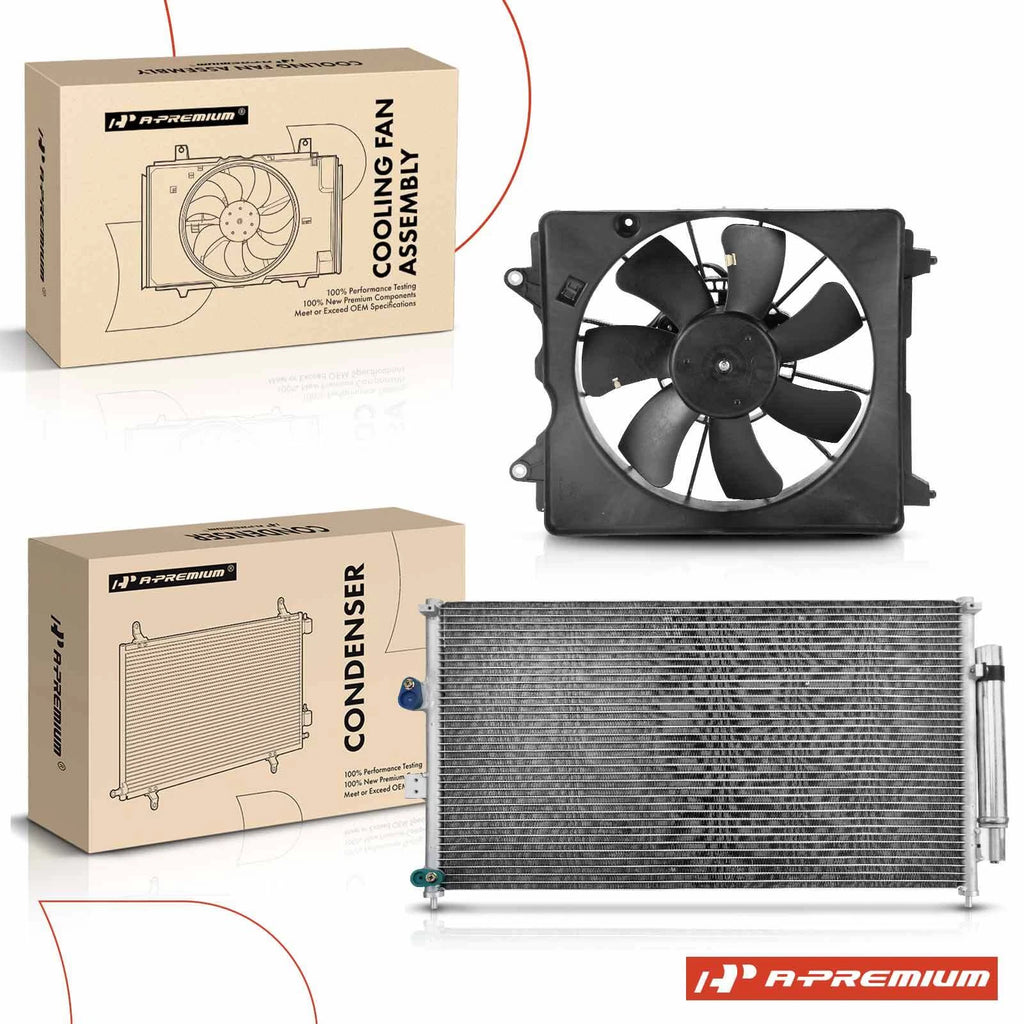 AC condenser and cooling fan assembly kit for Honda Civic (2006–2011)