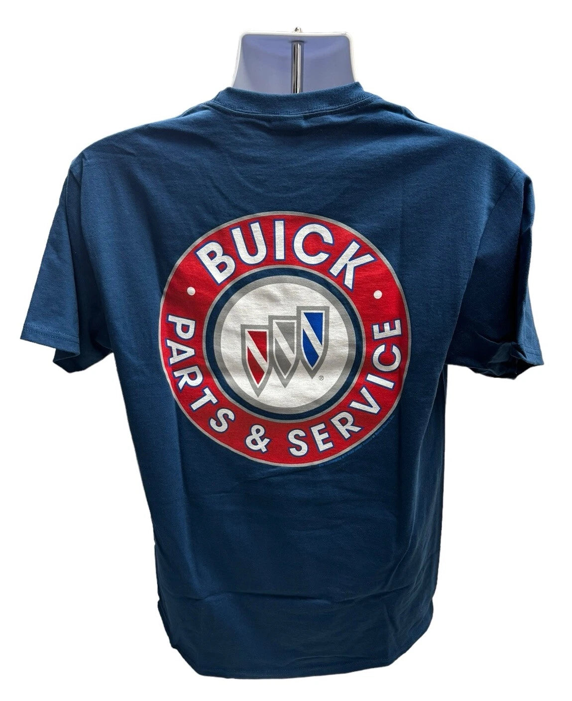 Licensed Neptune Blue T-Shirt for Buick Parts and Service (Unspecified Years)