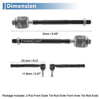 Set of 4 Front Inner Outer Tie Rod End Links for Nissan Maxima (No. ES800357/ES800358)