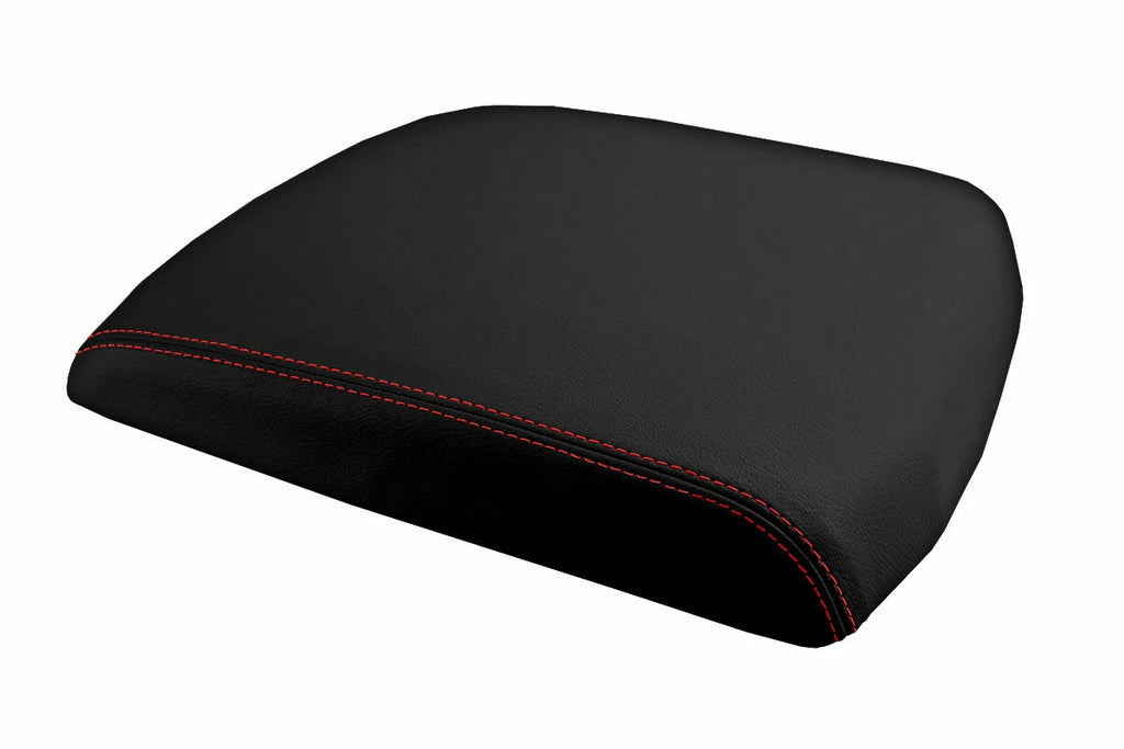 Leather Console Lid Armrest Cover for Dodge Ram (2009–2016) Red Stitch