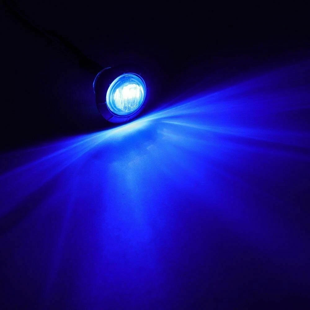 Set of 2 Blue LED Marker Side Bullet Light Lamps for Truck Trailer
