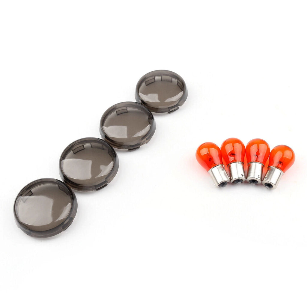 4X Turn Signal Light Lens Cover + Bulbs for Harley XL 883 1200 48 Sportster