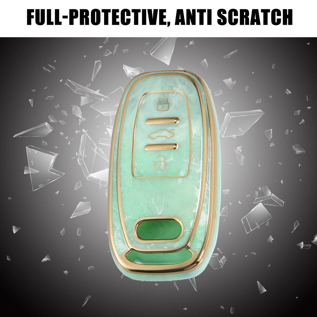 Key Fob Remote Control Cover 3 Button TPU Shell Green for Audi A6 (2012–2018)
