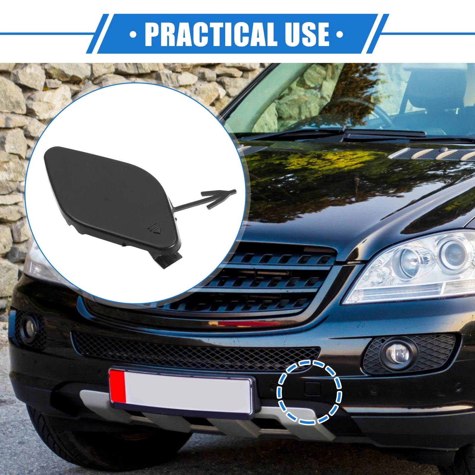 Tow Hook Eye Hole Cover Cap for Mercedes-Benz ML 550 (2006–2011) Black