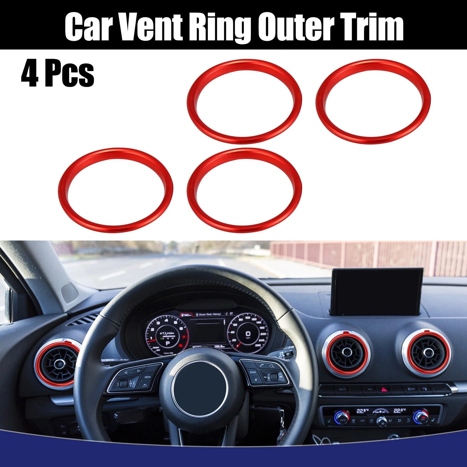 Set of 4 Car Vent Ring Outer Trim for Audi A3 