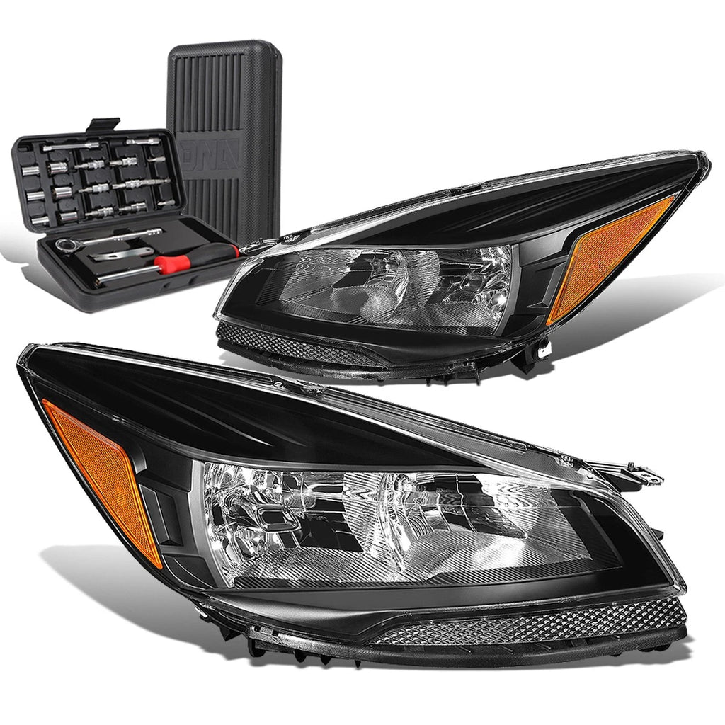 Pair of Headlights for Ford Escape (2013–2016) - Black/Amber Signal