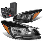Pair of Headlights for Ford Escape (2013–2016) - Black/Amber Signal