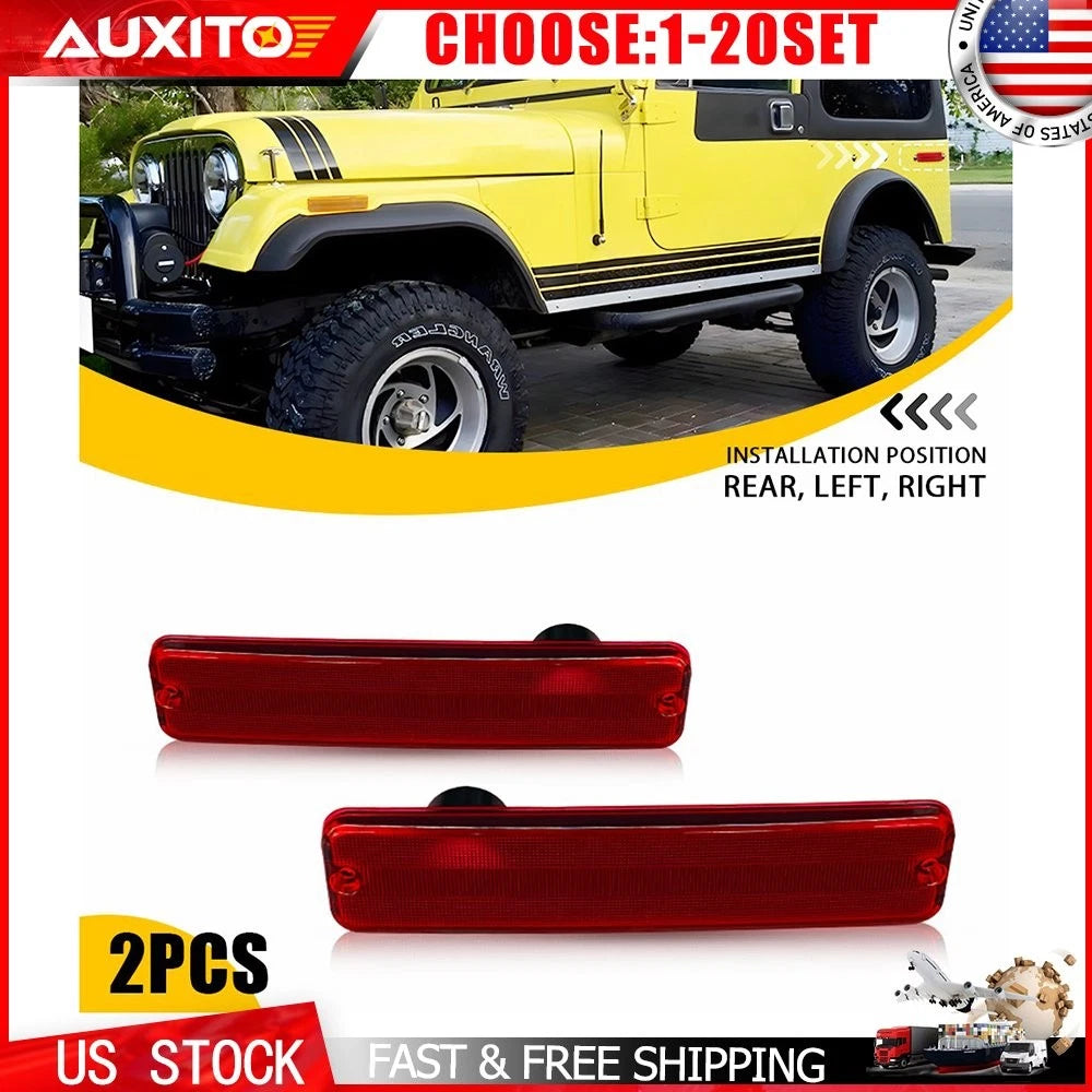 Set of 2 Rear Red Side Marker Lights for Jeep Cherokee Grand Wagoneer (1972–1991)