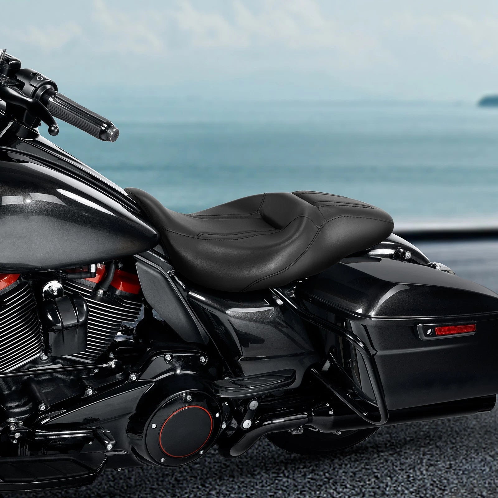 Black Driver & Passenger Seat for Harley Touring Road Street Glide (2009–2023)
