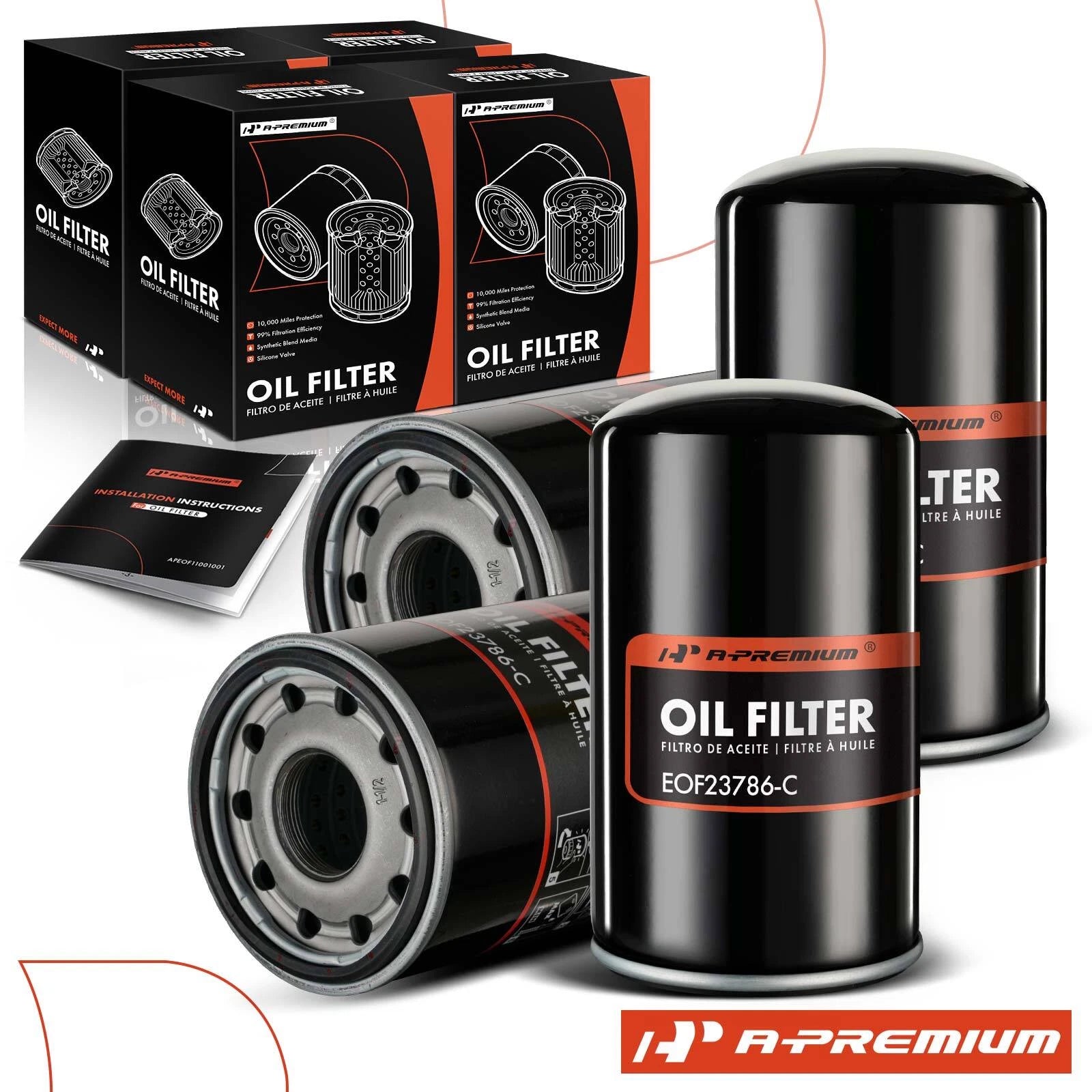 Set of 4 Engine Oil Filters for Ford F-250 F-350 (1994–1997)
