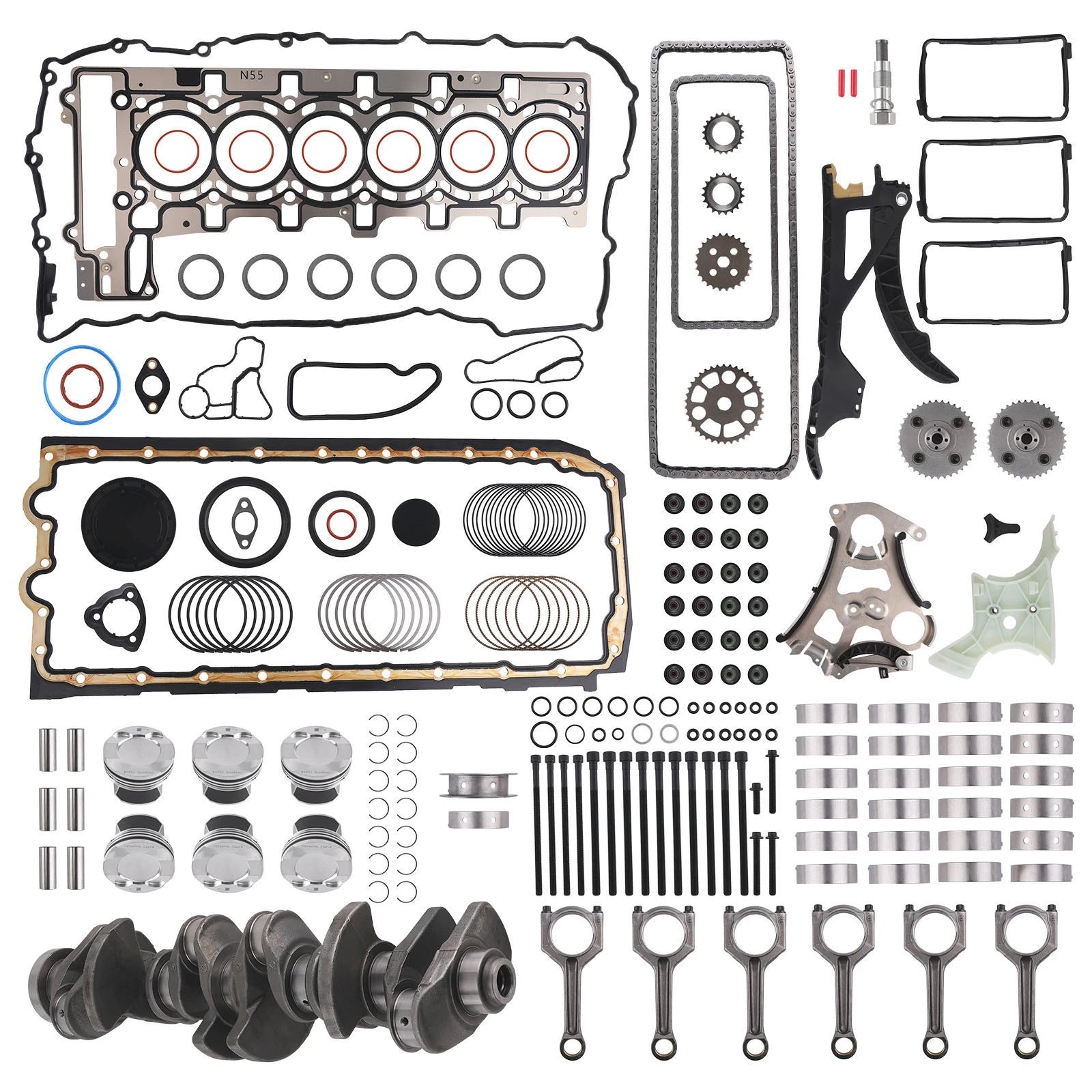 N55 3.0L Engine Overhaul Rebuild Kit with Crankshaft & 6X Connecting Rods for BMW
