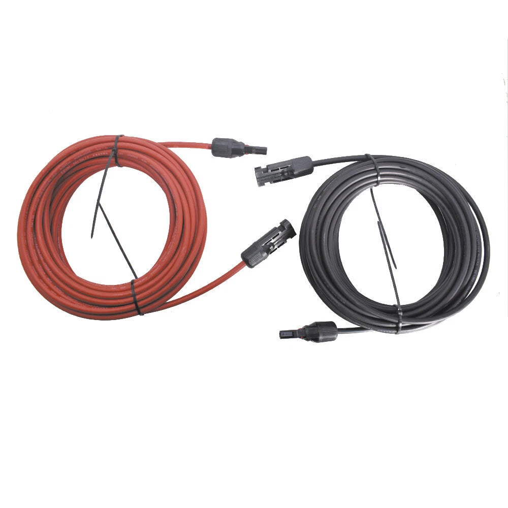 1 Pair Solar Panel Extension Cable for Universal Use (30ft, 12AWG)