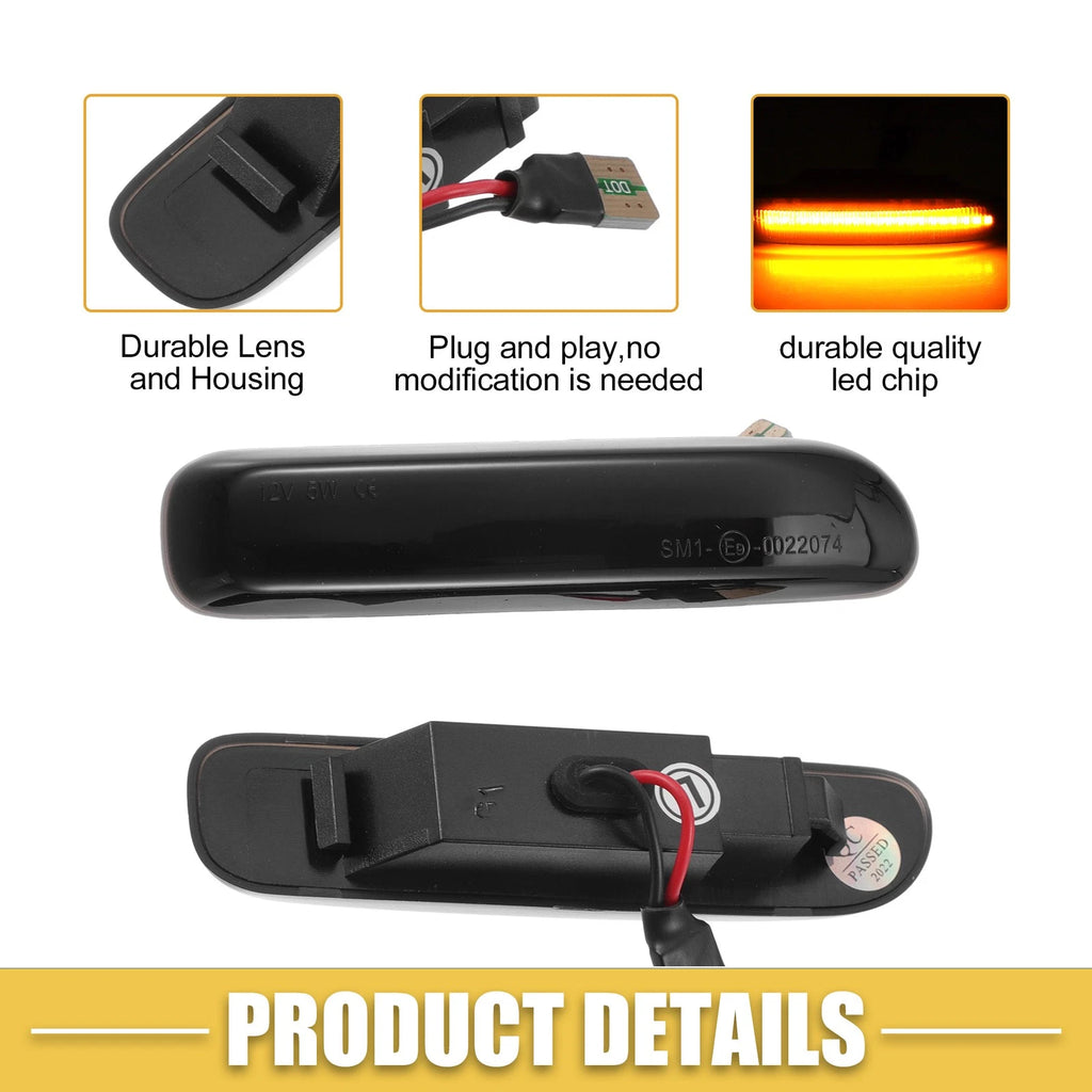 2X Front LED Side Marker Light for BMW (2000–2023) 63132228591, Black Lens, Amber