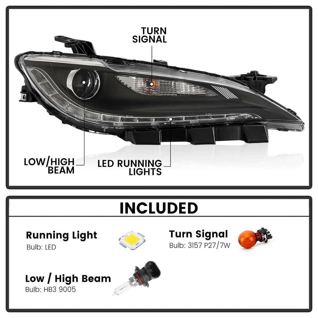 Halogen Headlight with LED DRL Chrome Trim for Chrysler 200 (2015-2017)
