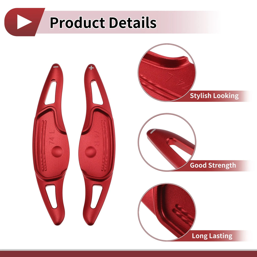 Red Aluminum Alloy Steering Wheel Shift Paddles for Hyundai Sonata (2015–2020)