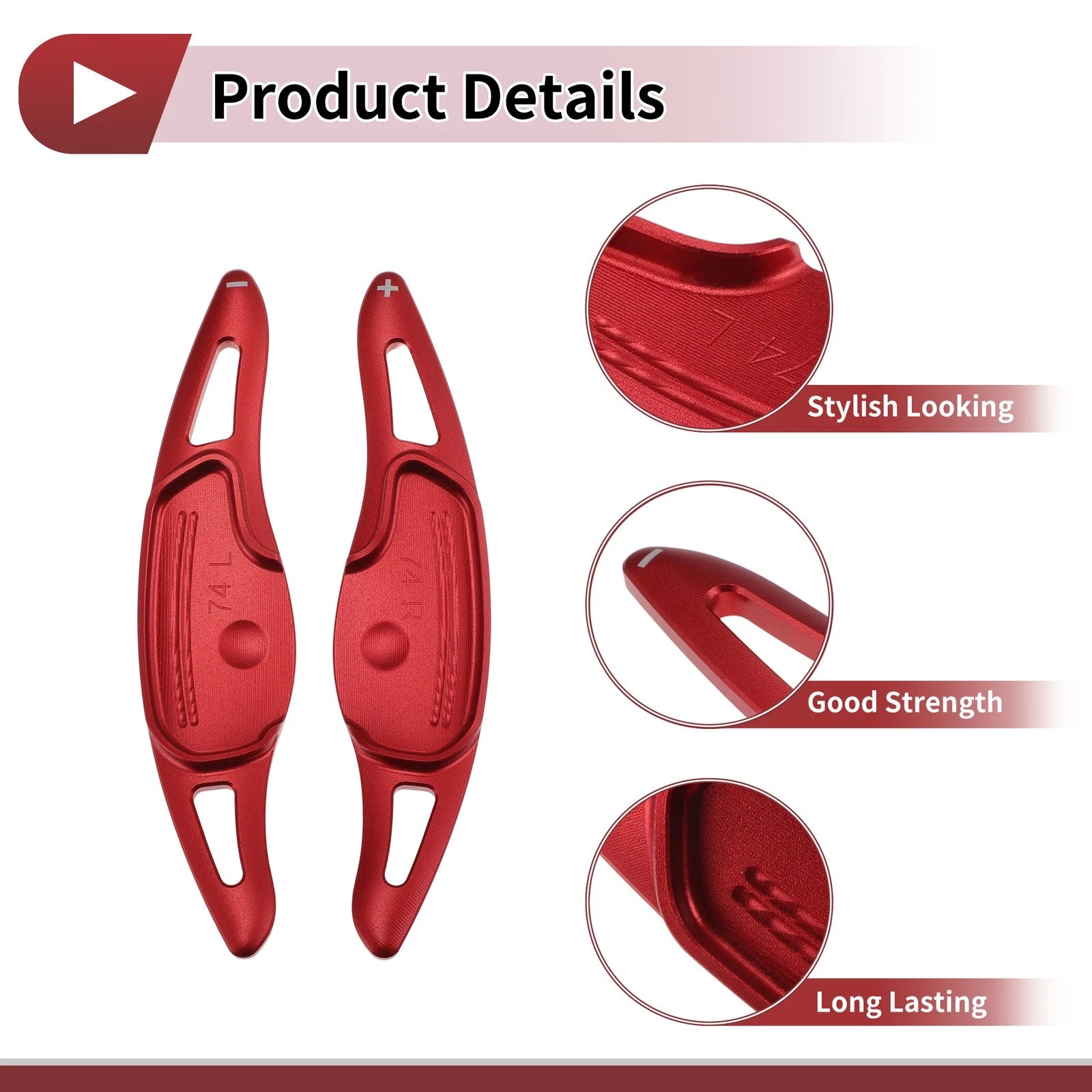 Red Aluminum Alloy Steering Wheel Shift Paddles for Hyundai Sonata (2015–2020)