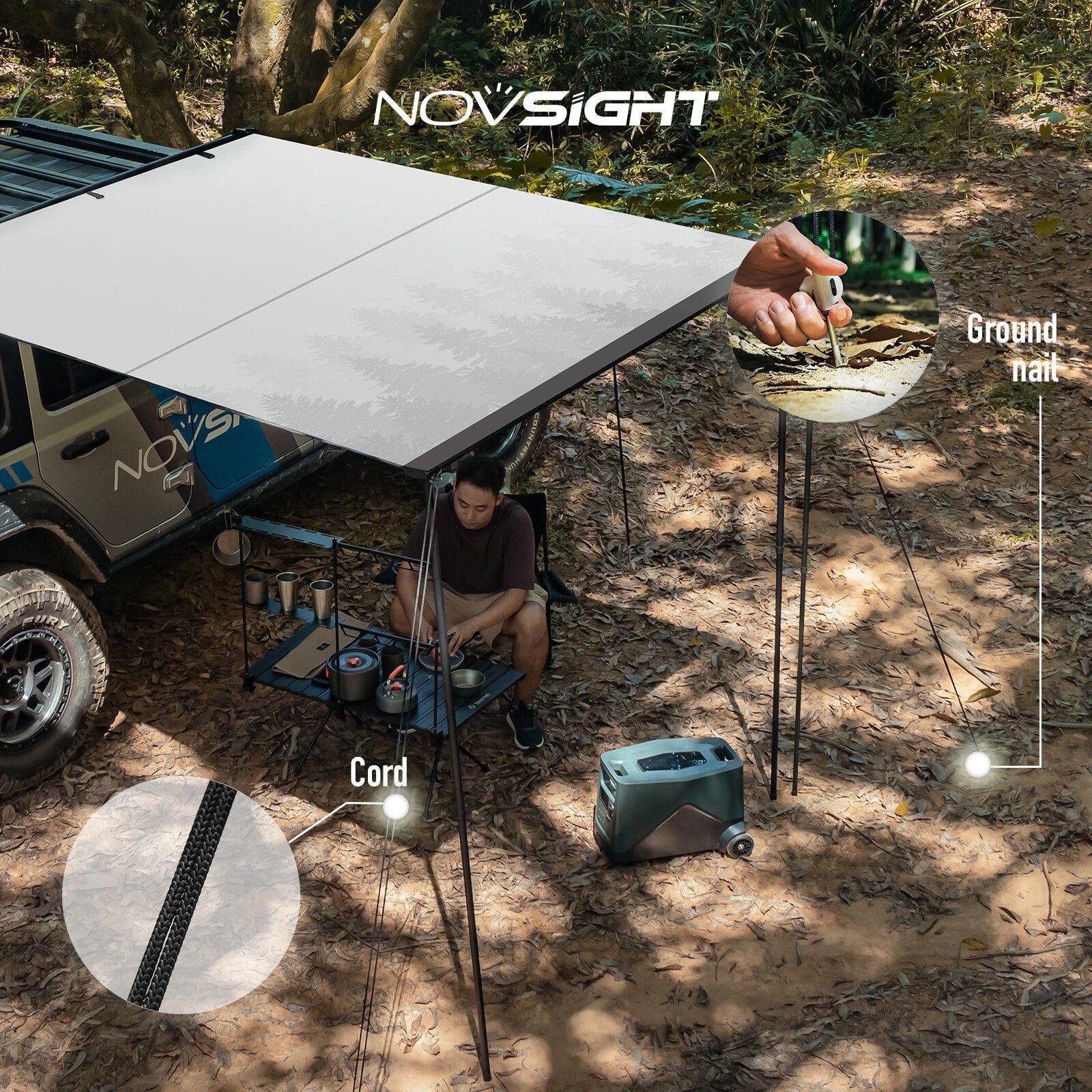 Car Side Awning for SUV Truck (6.6x8.2ft) Outdoor Camping Sunshade