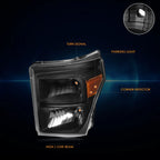 Black Housing Amber Corner Headlight for Ford Super Duty (2011–2016)