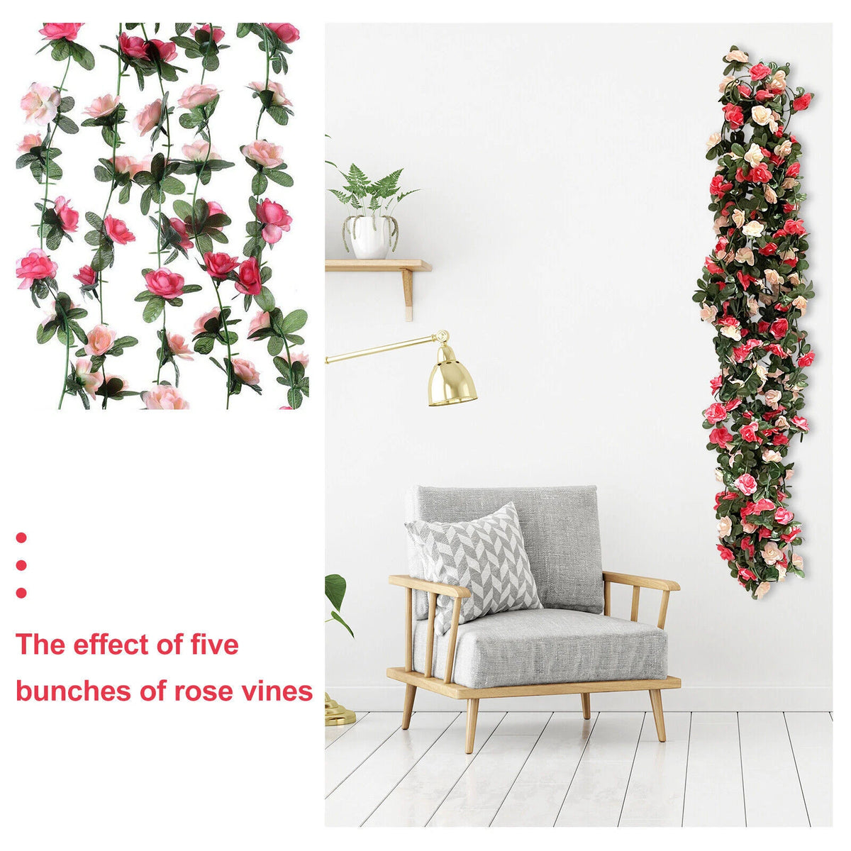 5PCS Artificial Silk Ivy Hanging Garland for Wedding Decor