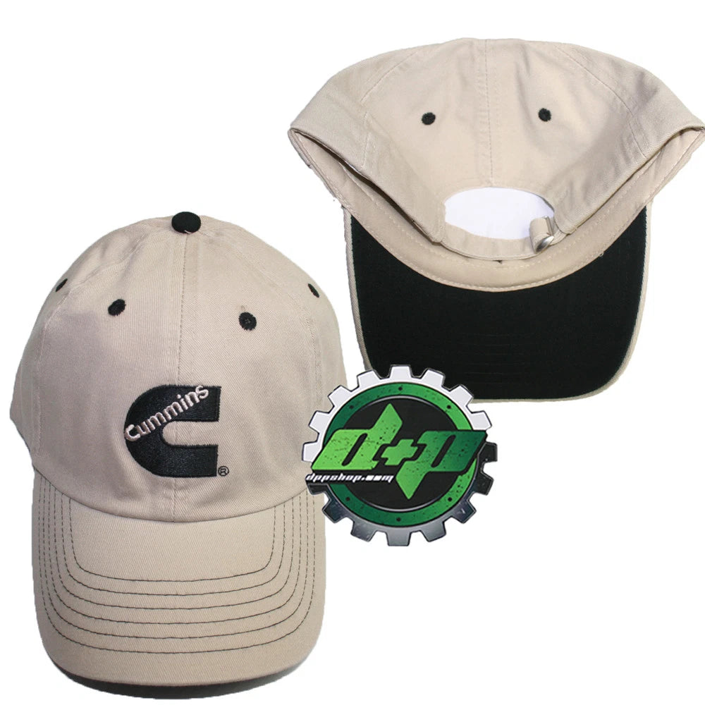 Cummins Diesel Trucker Hat Ball Cap - Tan Khaki with Black Stitching