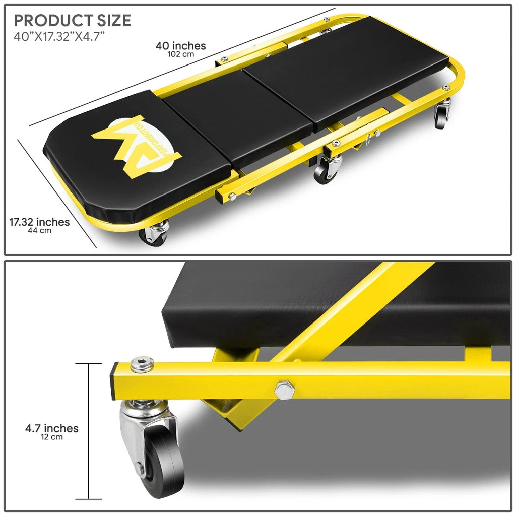 2-in-1 Rolling Creeper for Universal Use (40"x 4.7"x 17.3", 330lbs Capacity)