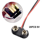 20pcs T Type 9V Snap Clip Connector with Cable - Black Hard Shell