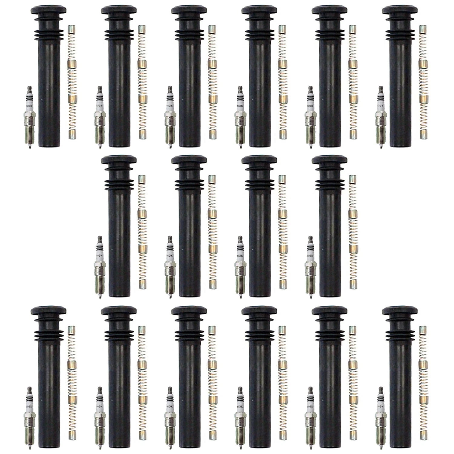 Set of 16 NGK Iridium IX Spark Plugs & Denso Coil Boots for Durango Ram 1500 (2002–2023)