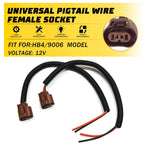 2X HB4/9006 Bulbs Wire Harness Extension Pigtail Connector Plug 15 inch