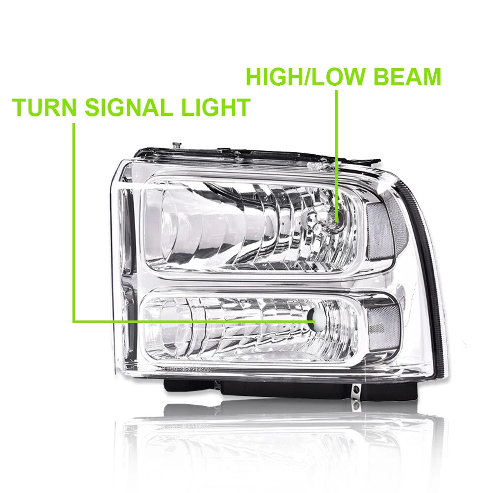 Chrome Headlights Conversion Kit for Ford Super Duty Excursion (1999–2004)