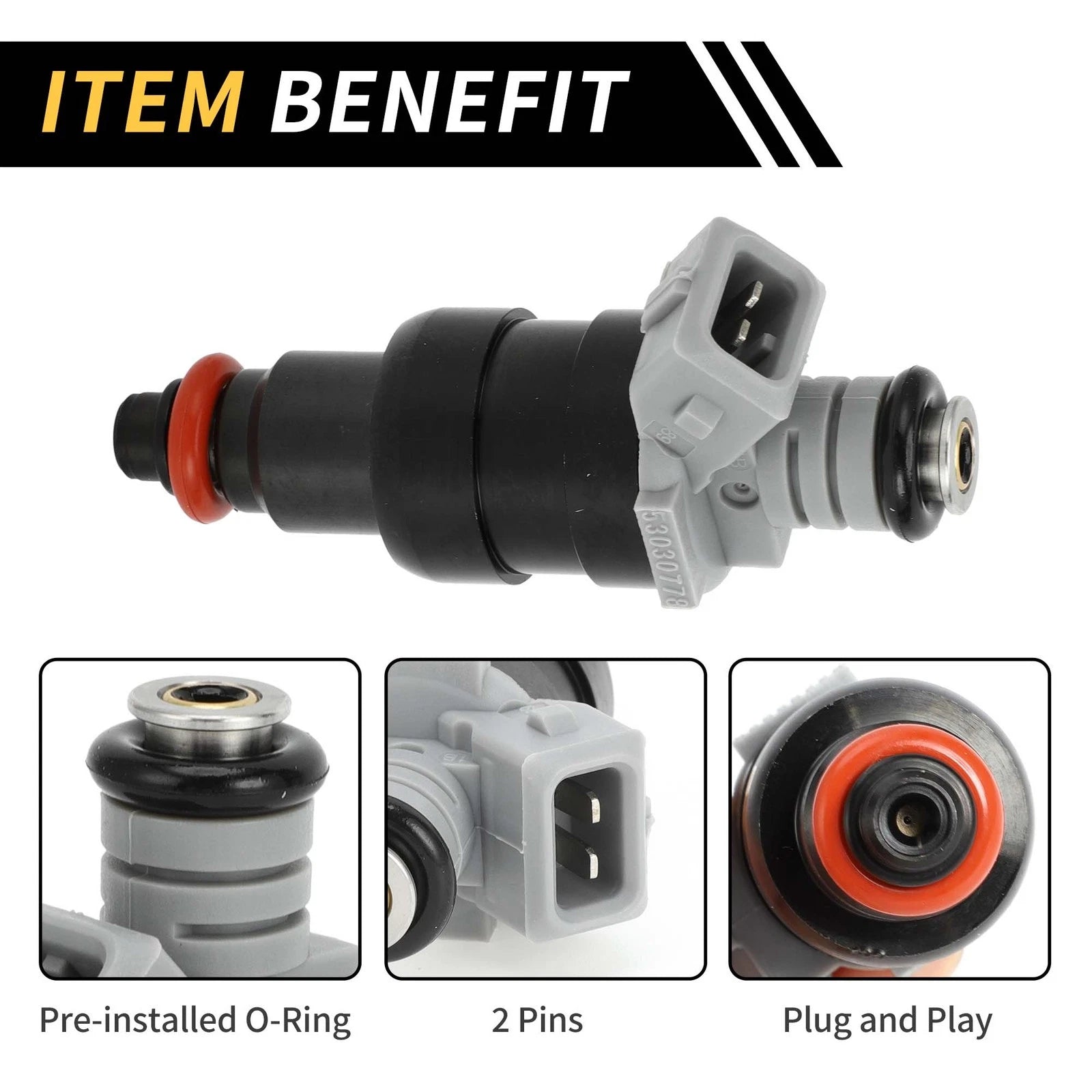 Fuel Injector for Dodge Ram 1500 (1996–1999) No. 53030778, 1 Hole, Black