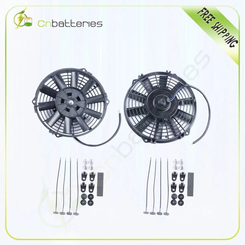2X 9" Radiator Condenser Cooling Fan for Acura Mazda Dodge Ford (Universal)
