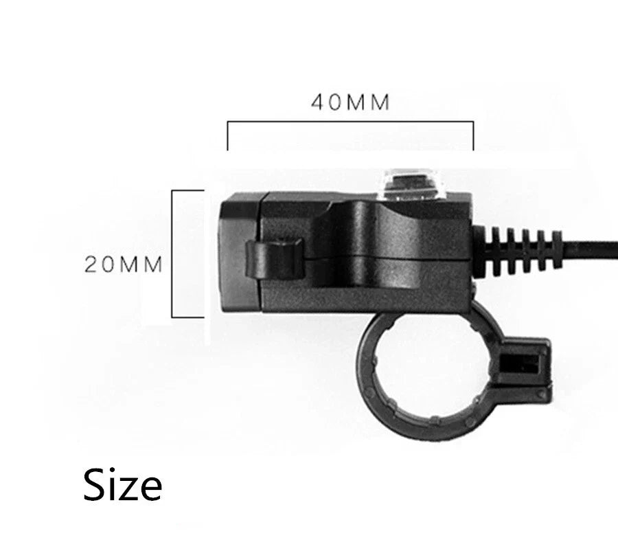12V Waterproof Dual-USB Charger Socket for Motorbike Motorcycle