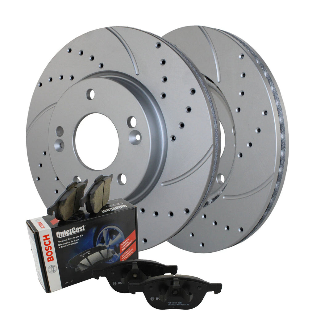 Front Brake Kit 280mm Drilled Disc Rotors & Bosch Ceramic Pads for Hyundai Kia