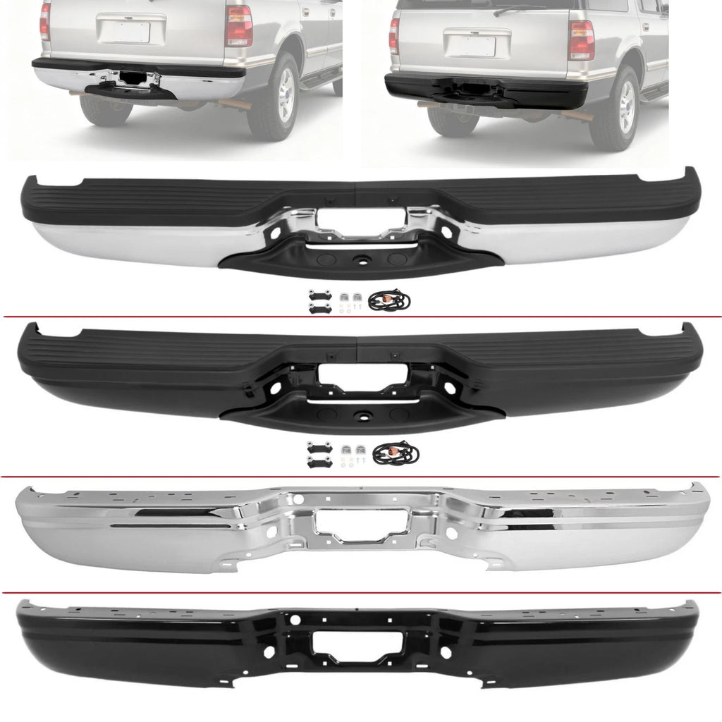 Chrome/Black Rear Bumper Face Bar for Ford Expedition (1997–2002)