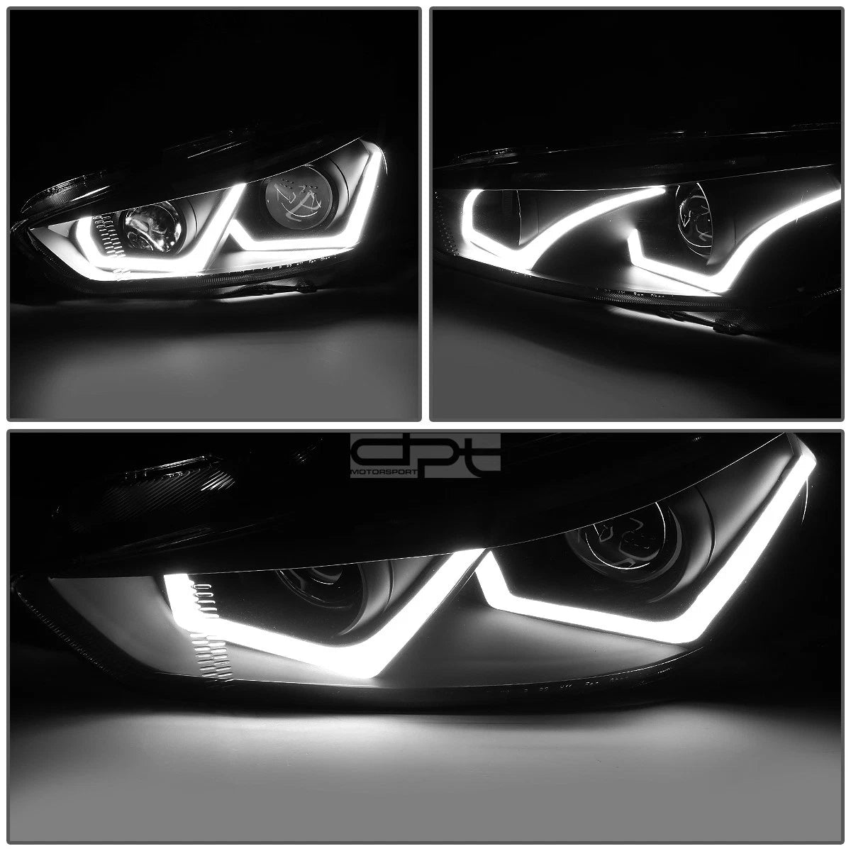 LED Halo Headlights for Ford Focus (2015–2018) - Smoked Tint, Projector