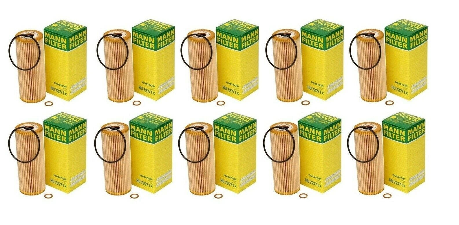 Set of 10 Oil Filter Kits for Benz W124 W129 W140 W203 C36 AMG (1990–2006) Mann HU727/1x