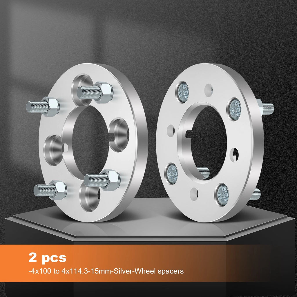 2X 15mm Wheel Spacers 4x100 to 4x114.3 12x1.5 for Honda Civic Saturn Ion Mazda