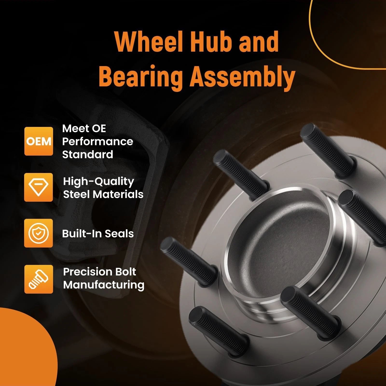 Front Wheel Hub Assembly for Ford F-150 RWD (2015–2017) BHA51868 6 Studs