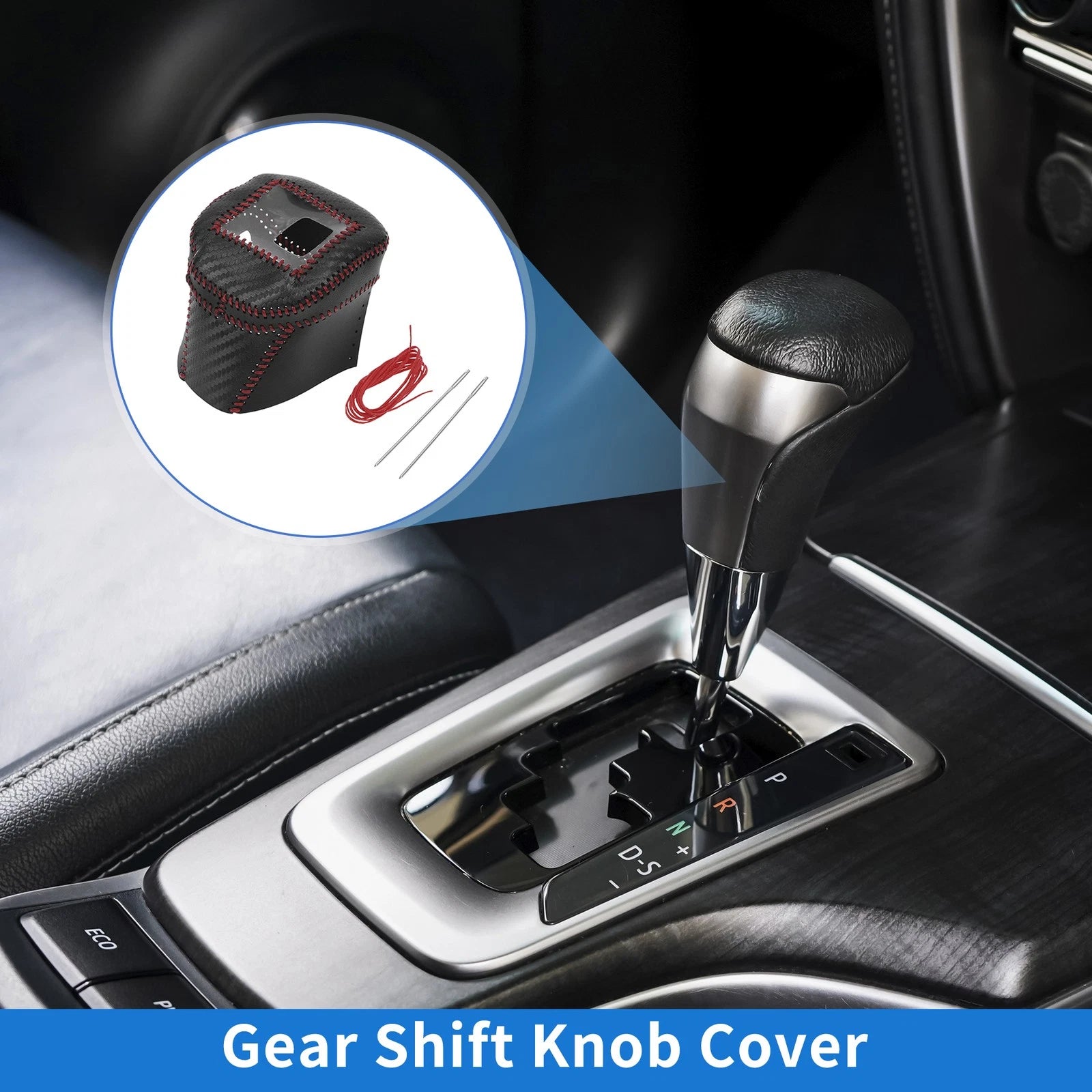 Gear Shift Knob Cover for Nissan Rogue (2021–2024) Black Carbon Fiber Red