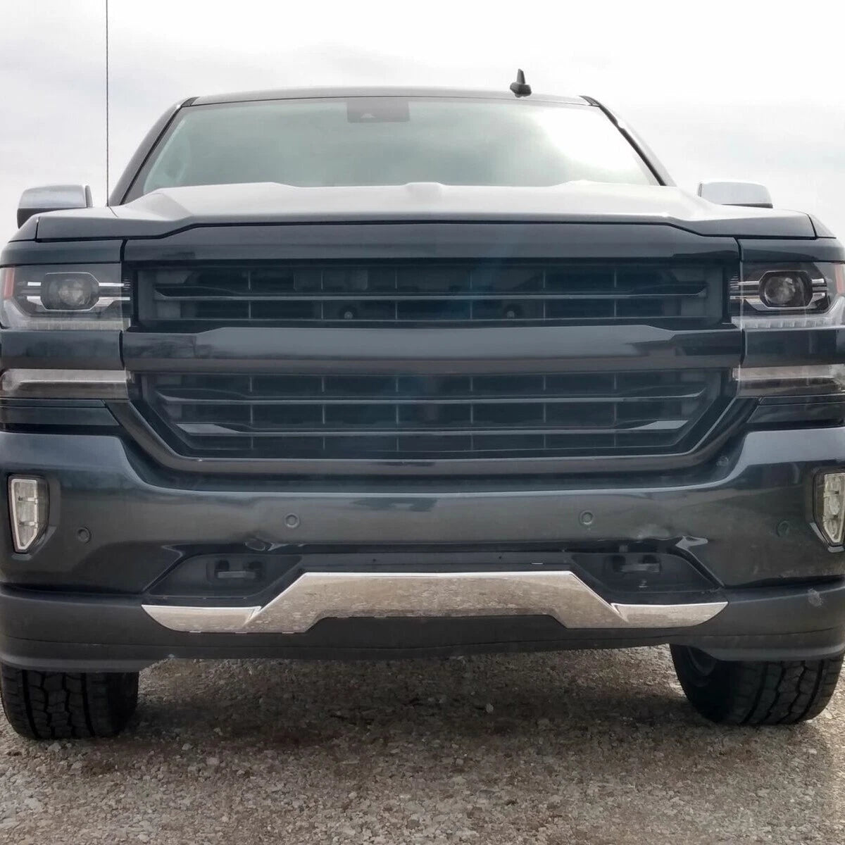Front Bumper Valance & Chrome Skid Plate for Chevy Silverado 1500 (2016–2019)