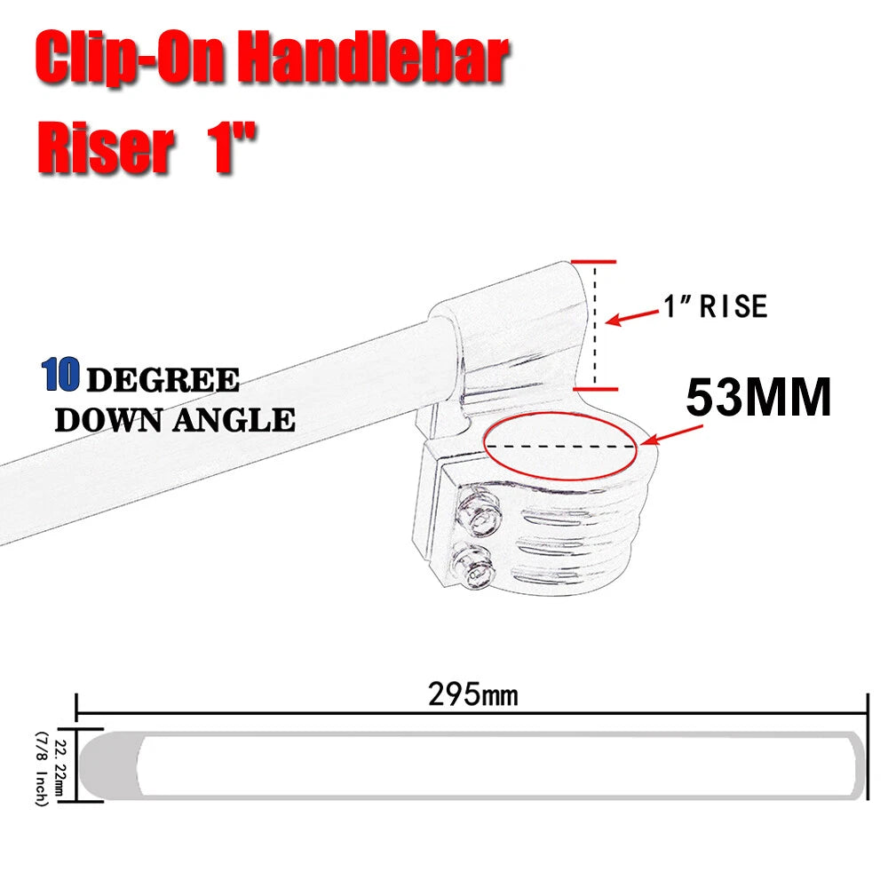 CNC Billet 53mm Raised 1" Riser Clip-On Handlebars for Ducati 996 (1999–2002)