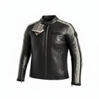 Women's Twin Stripes Leather Jacket for BMW Motorrad (Black & White)