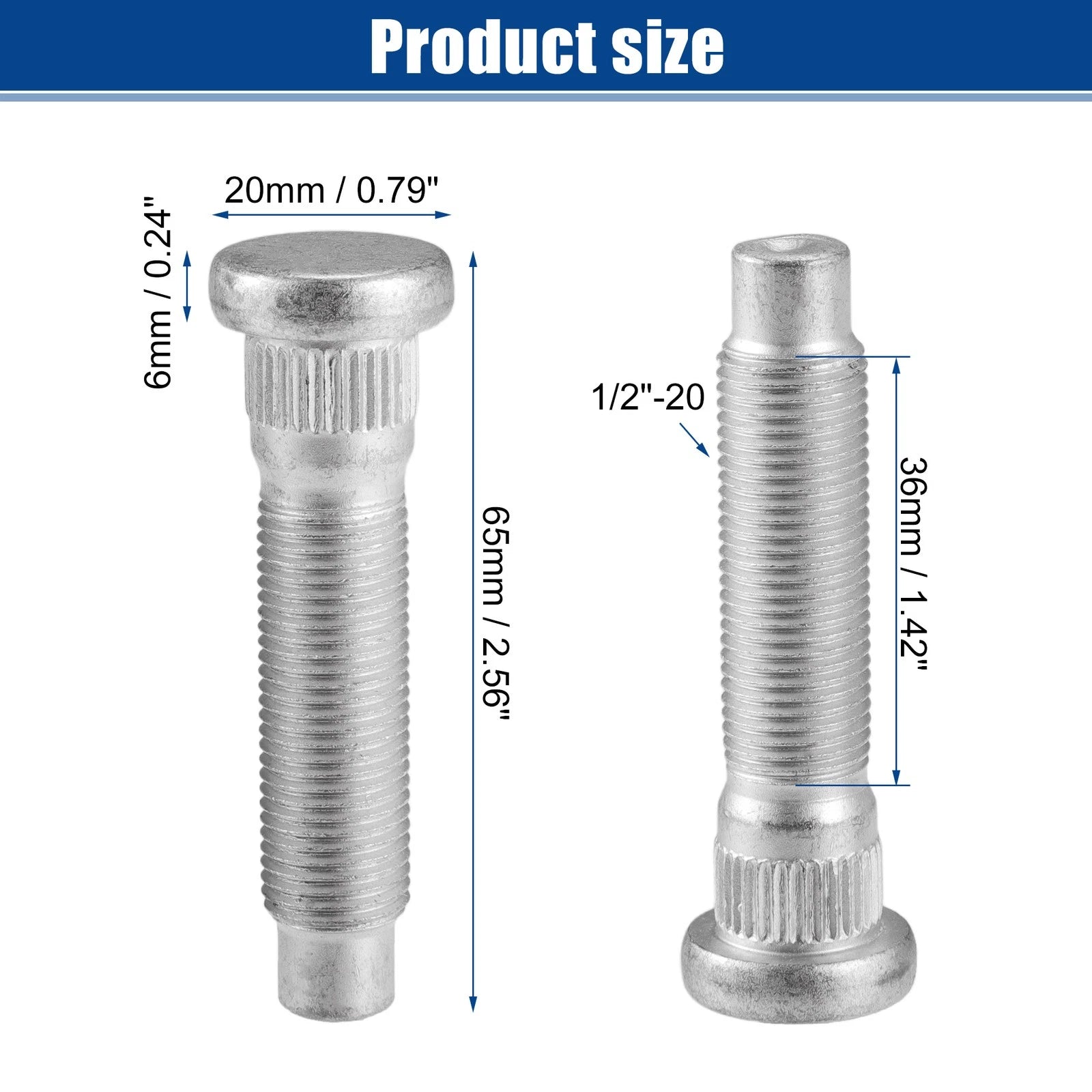 20 Pcs 1/2"-20 Wheel Lug Stud for Ford Lincoln (No. 7T4Z1107B)