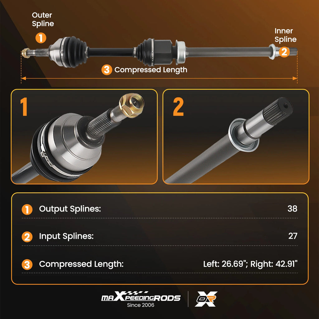 2X Front CV Axle Shaft Assembly for Ford Explorer (2014-2017)