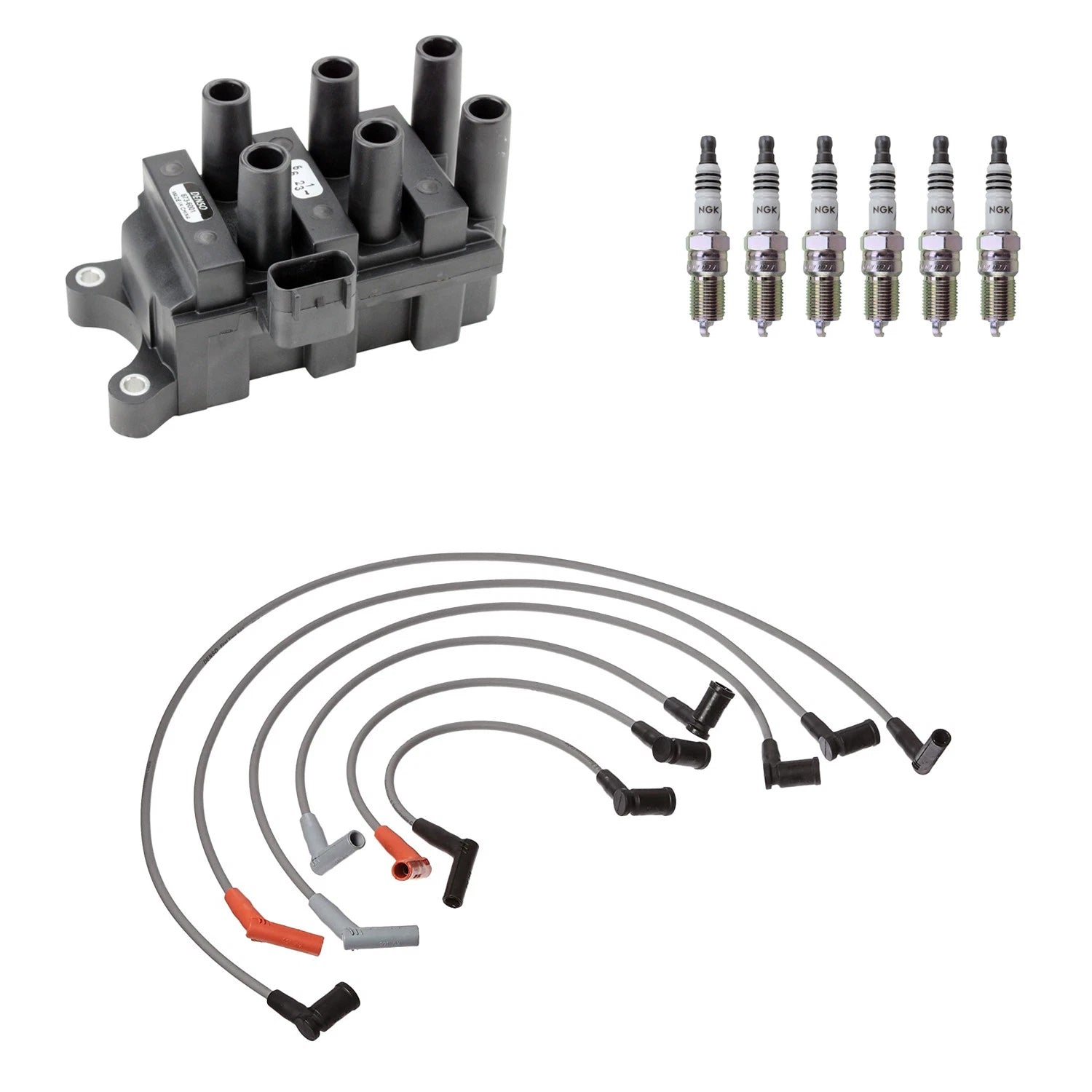 Denso Ignition Coil Wires & 6 NGK Iridium Spark Plugs Kit for Ranger 3.0 V6 (1998–2011)