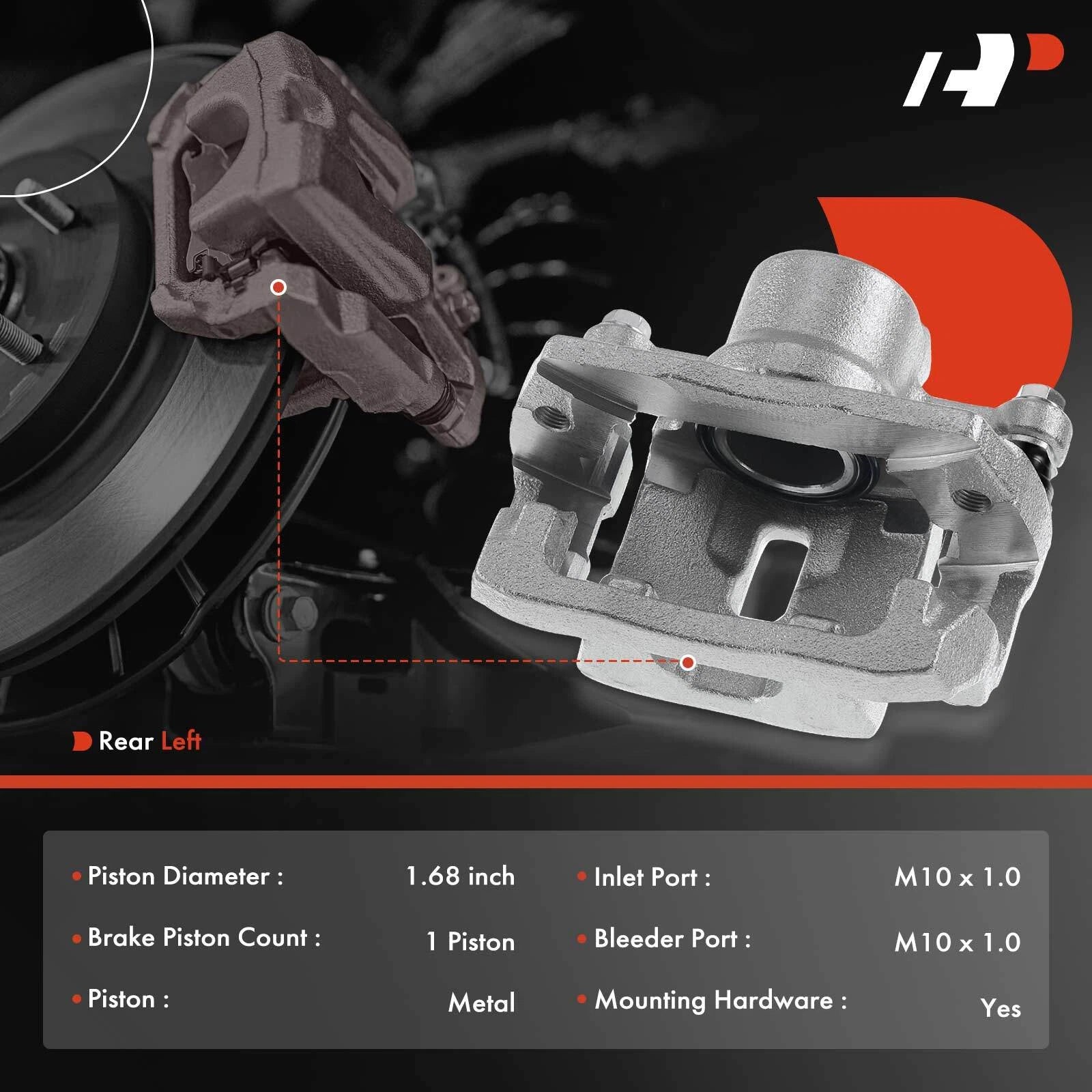 Rear Left Brake Caliper with Bracket for Ford Edge Lincoln MKX (2007–2010)