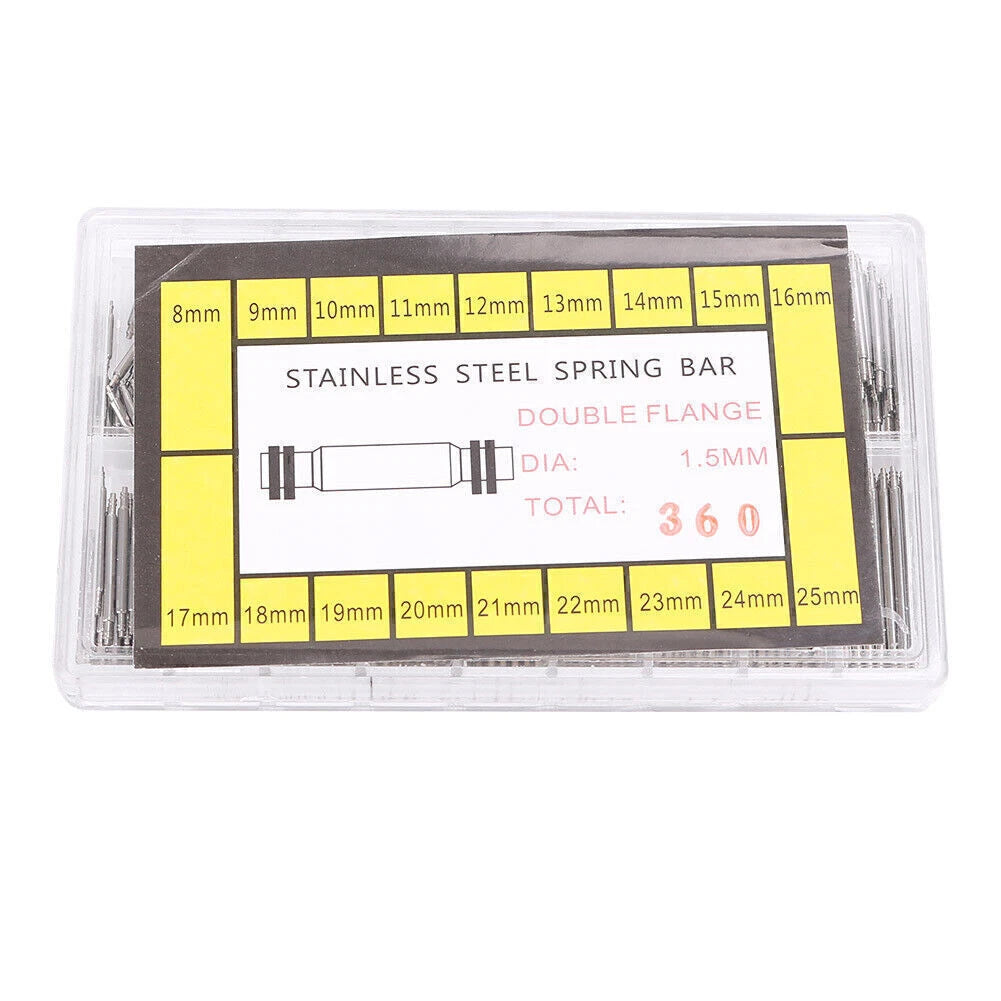 Watchmaker Repair Tools Set of 360 Spring Bars Link Pins 8-25mm