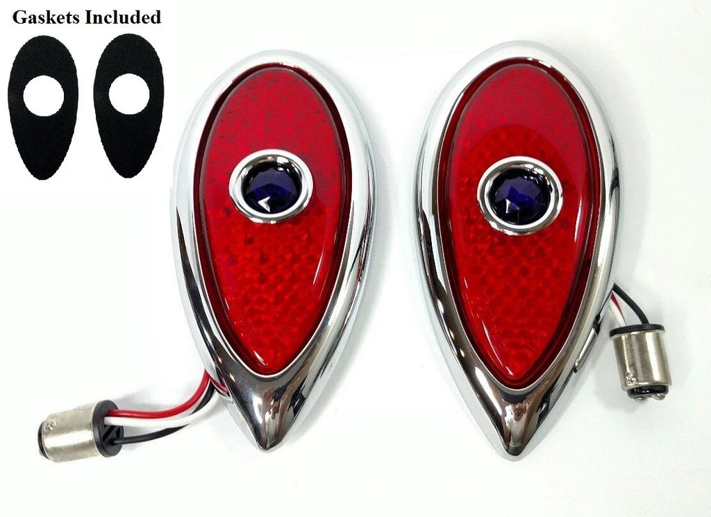 Flush Mount Blue Dot LED Tail Lights Kit with Gasket for Ford (1938–1939)